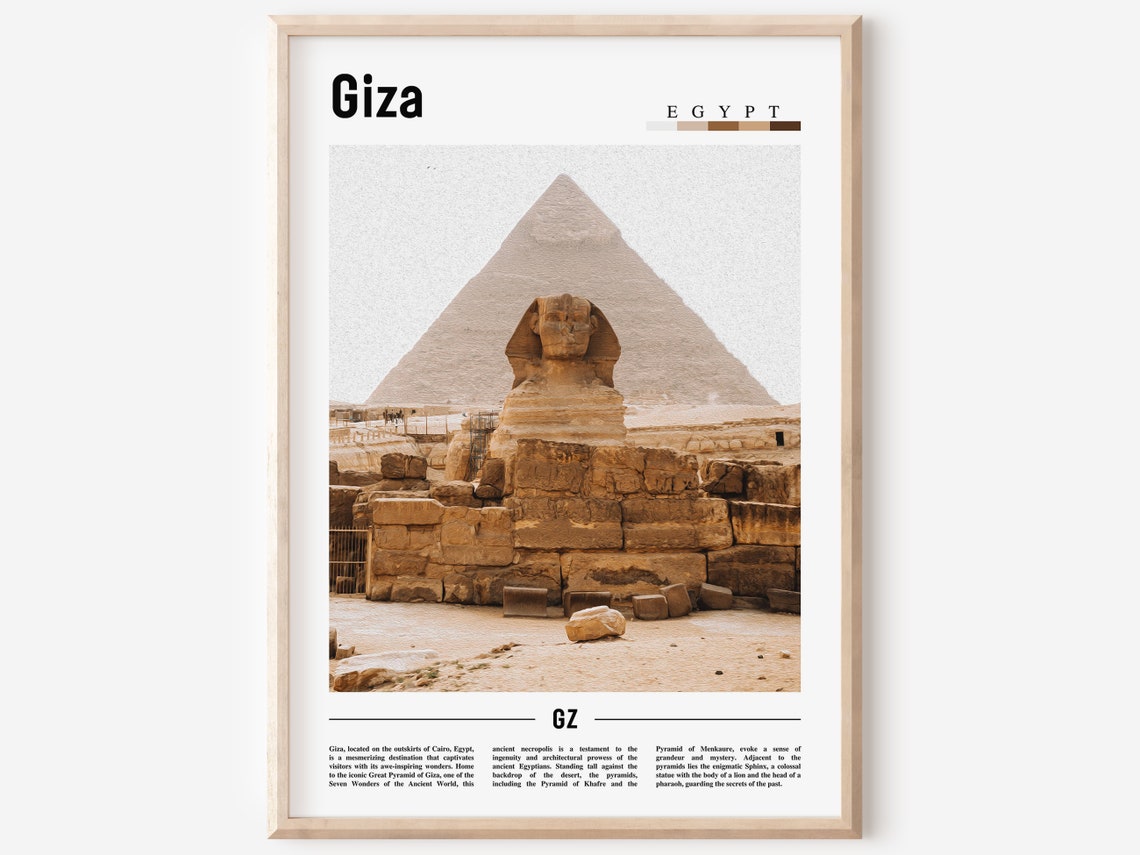Giza Poster Giza Print Giza Wall Art Minimal Travel Print Travel Destination Oil Painting Poster
