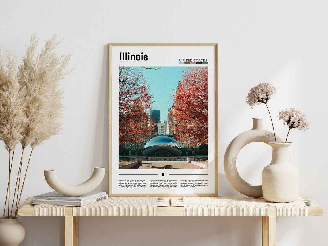 Illinois Poster Illinois Print Illinois Wall Art United States Photo United States Poster United States Print - Image 5
