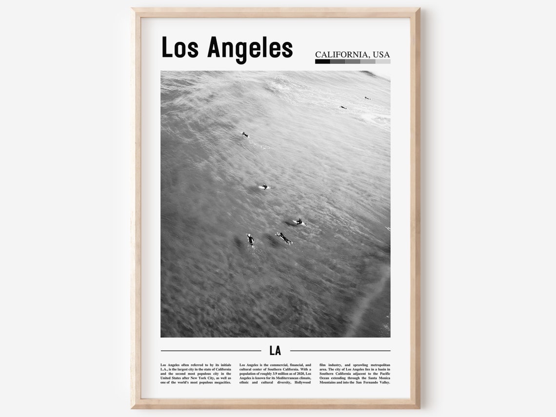 Los Angeles Poster Black And White Los Angeles Print Black And White Los Angeles Wall Art Minimal Travel Print Travel Poster
