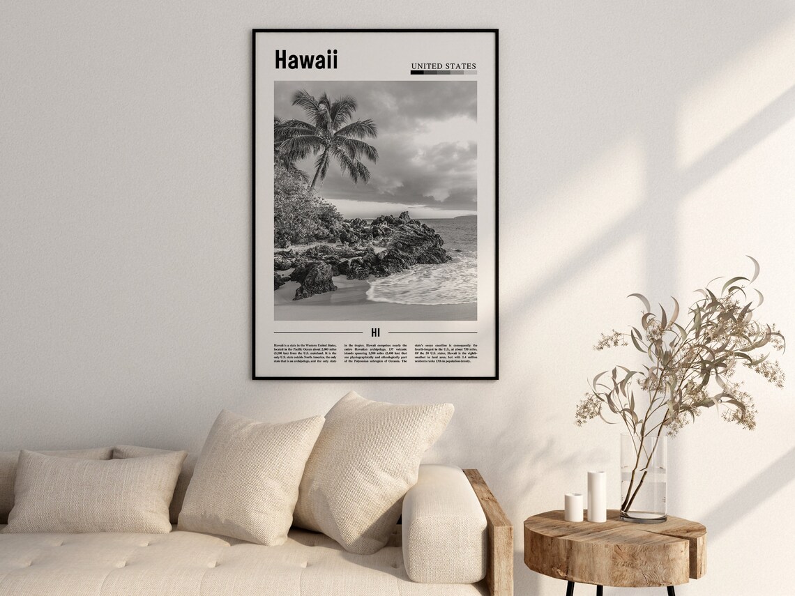 Hawaii Black And White, Minimal Travel Poster - Image 2
