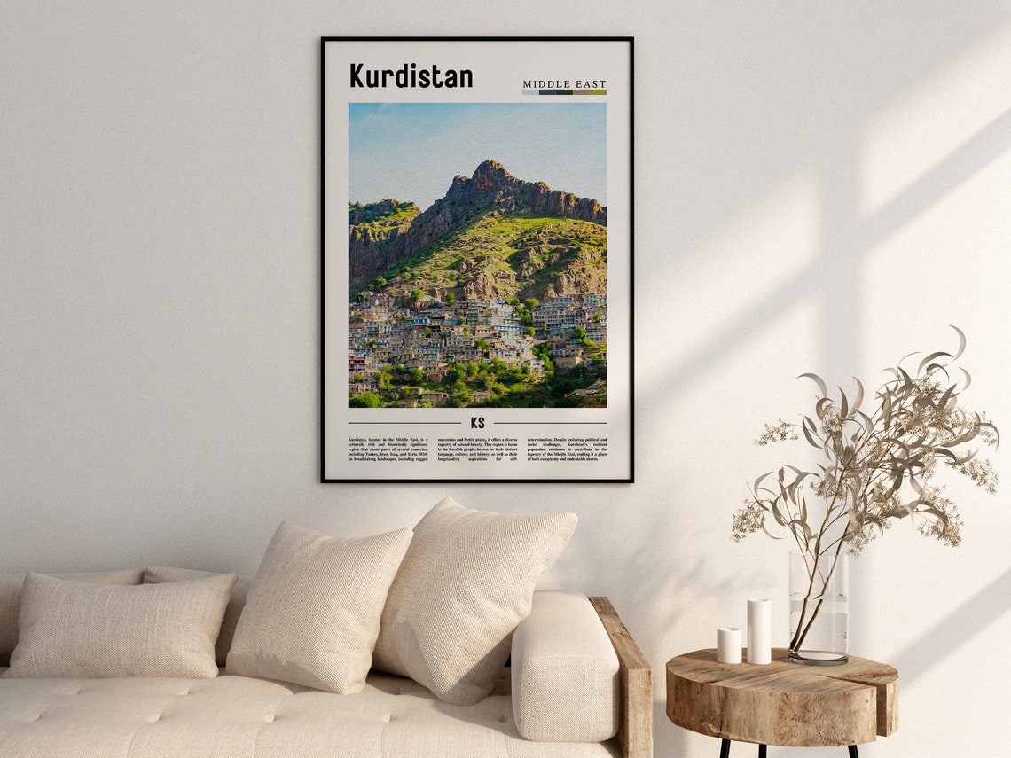 Kurdistan Poster Kurdistan Print Kurdistan Wall Art Minimal Travel Print Travel Destination Oil Painting Poster - Image 2