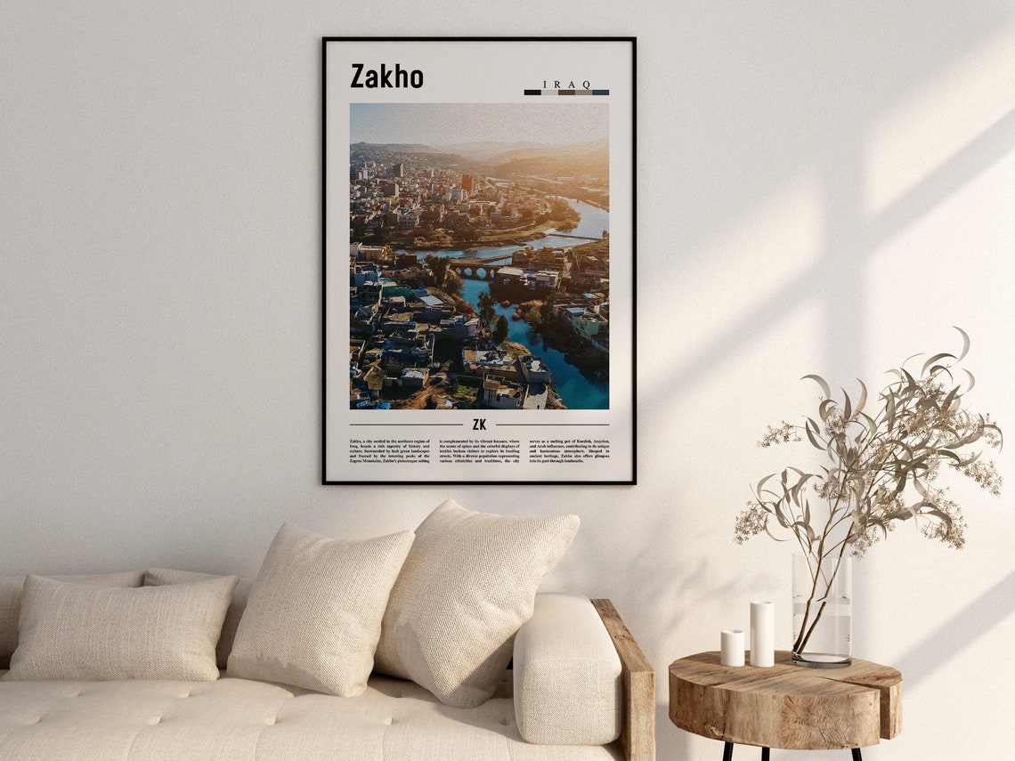 Zakho Poster Zakho Print Zakho Wall Art Minimal Travel Print Travel Destination Oil Painting Poster - Image 2
