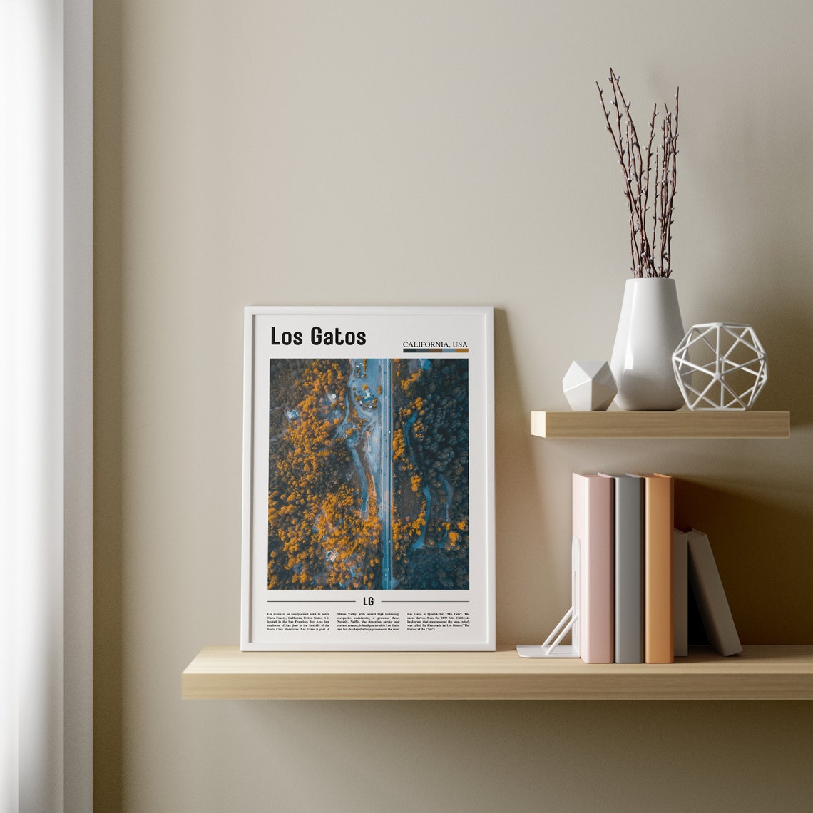 Los Gatos Print Los Gatos Poster Los Gatos Wall Art Minimal Travel Print Minimal City Poster Travel Destination Oil Painting Poster - Image 3