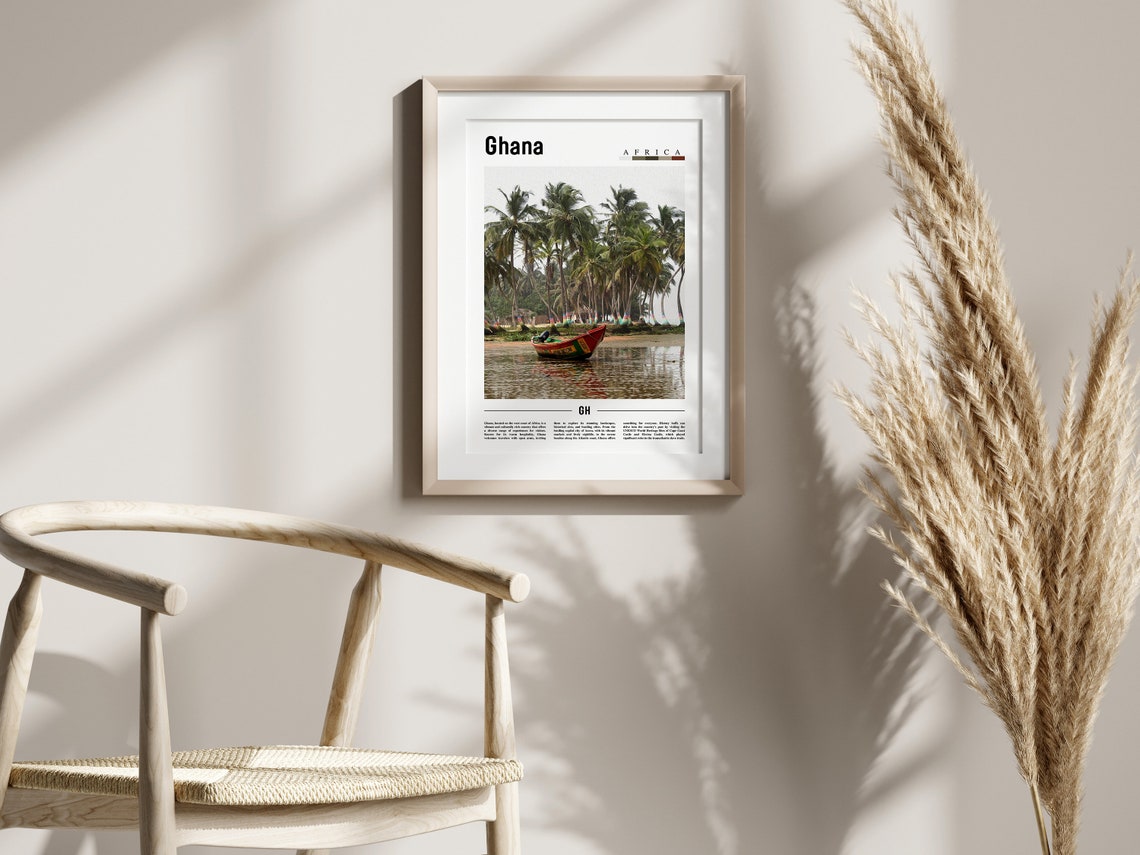 Ghana Poster Ghana Print Ghana Wall Art Minimal Travel Print Travel Destination Oil Painting Poster - Image 2