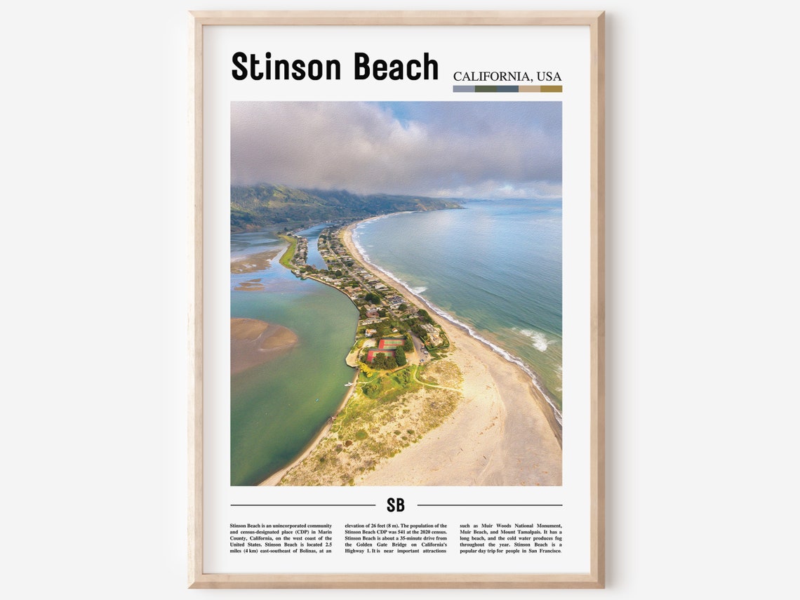 Stinson Beach Print Stinson Beach Poster Stinson Beach Wall Art Oil Painting Poster Colorful City Print City Artwork Travel Artwork