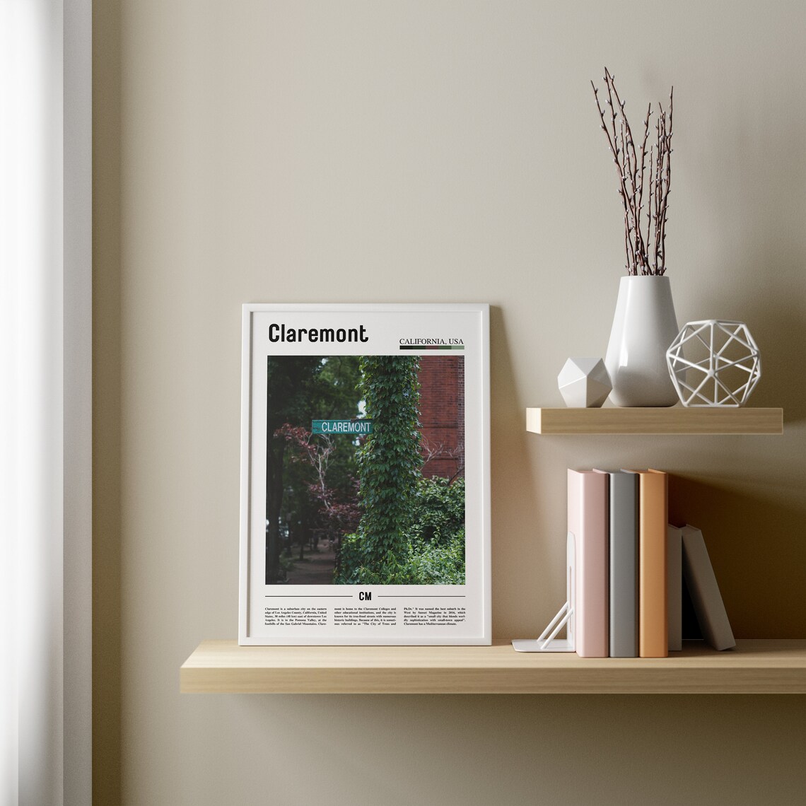 Claremont Minimal Travel Poster, Oil Painting Style - Image 2