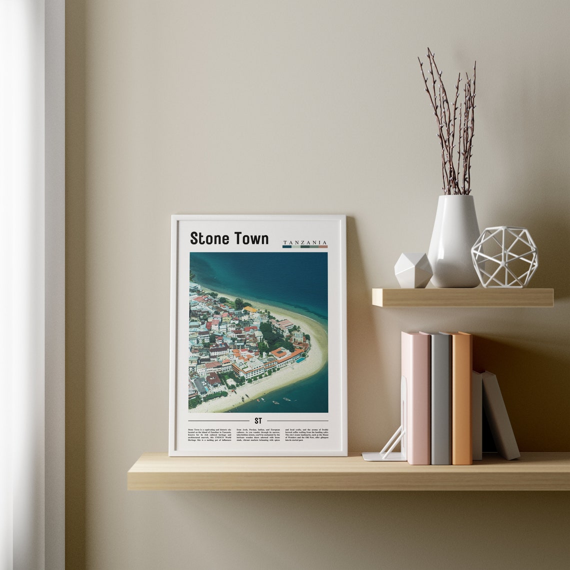 Stone Town Poster Stone Town Print Stone Town Wall Art Minimal Travel Print Travel Destination Oil Painting Poster - Image 4