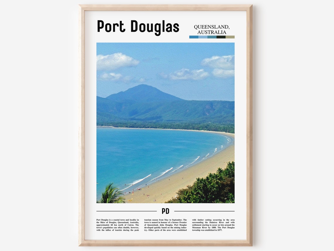 Port Douglas Print Port Douglas Poster Port Douglas Wall Art Minimal Travel Print Minimal City Poster Destination Oil Painting Poster