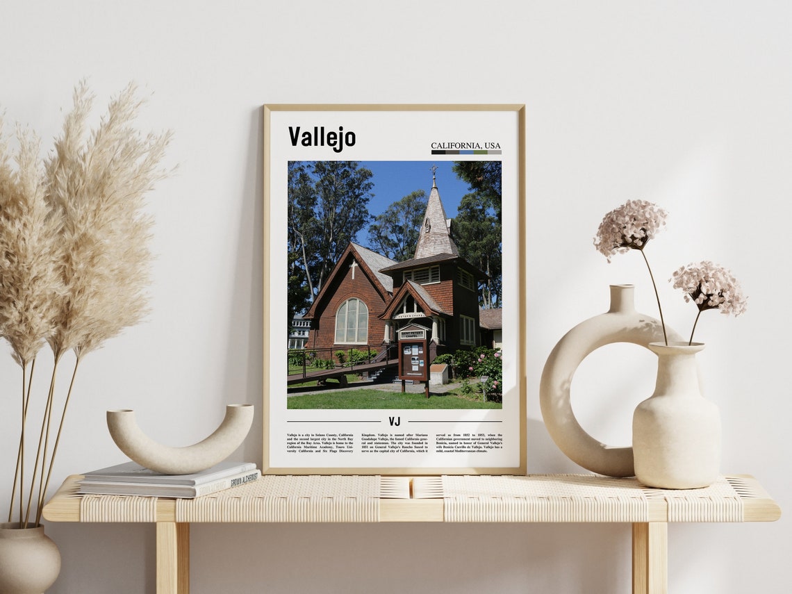 Vallejo Print Vallejo Poster Vallejo Wall Art Minimal Travel Print Minimal City Poster Travel Destination City Print Oil Painting Poster - Image 5