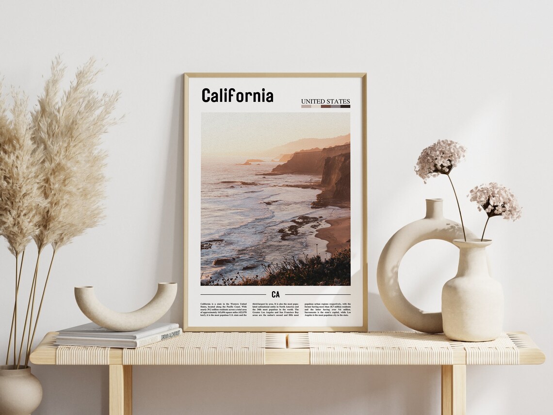 California Minimal Travel Poster, Oil Painting - Image 5