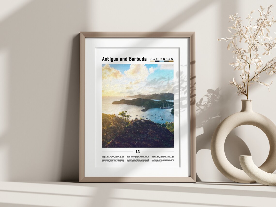 Antigua And Barbuda, Minimal Travel Poster - Image 3