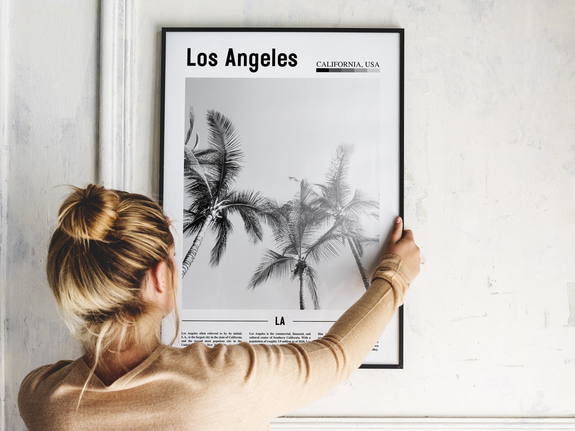 Los Angeles Poster Black And White Los Angeles Print Black And White Los Angeles Wall Art Minimal Travel Print Travel Poster - Image 5