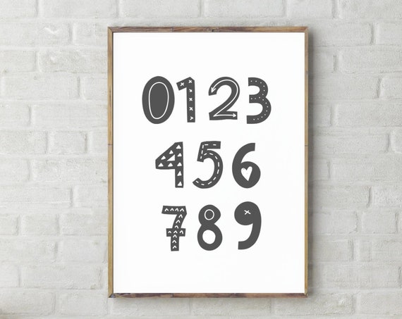 0 9 Nursery Wall Art Babys Room Decor Numbers Art Minimalist Kids Bedroom Art Decor Scandinavian Style