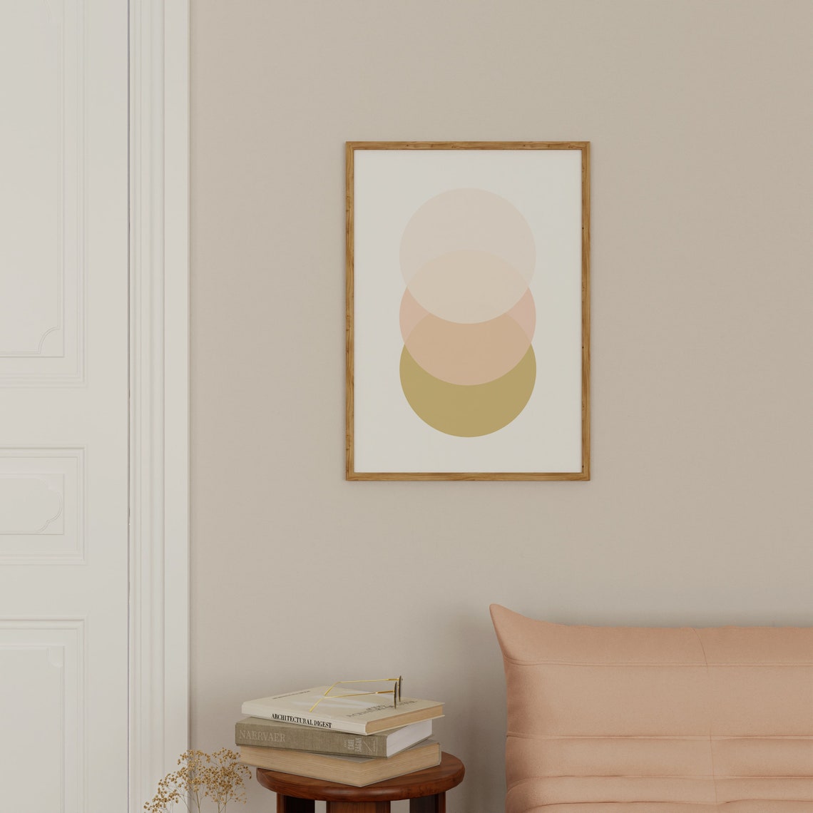 3 Circles Wall Printgeometric Style Printgeometric Artblush Pink Gold Wall Artpastel Colors Printnursery Wall Decorinstant