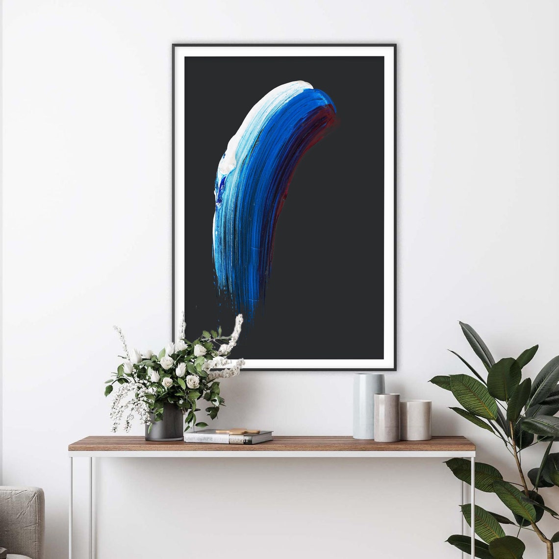 Blue Brush Stroke Sweeping Abstract Minimalist Modern Poster - Image 3