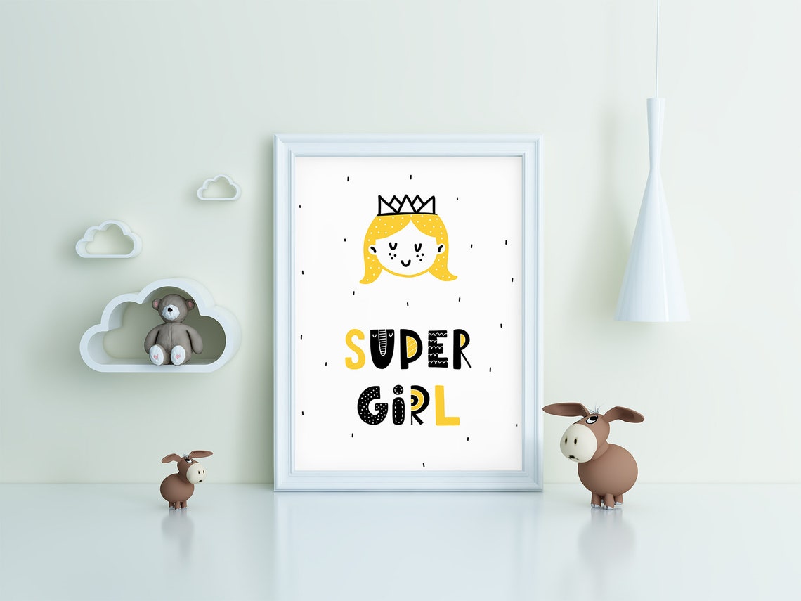 Super Girl Crowned Princess Cute Typography Nursery Art Poster - Image 3