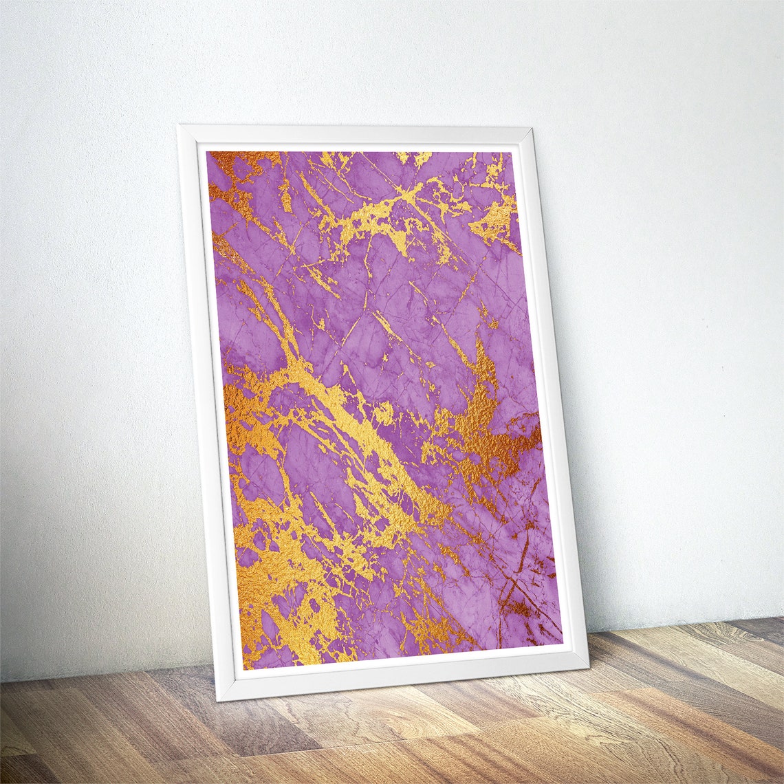 Violet Marble Bold Gold Diagonal Veins Glam Abstract Art Poster - Image 4