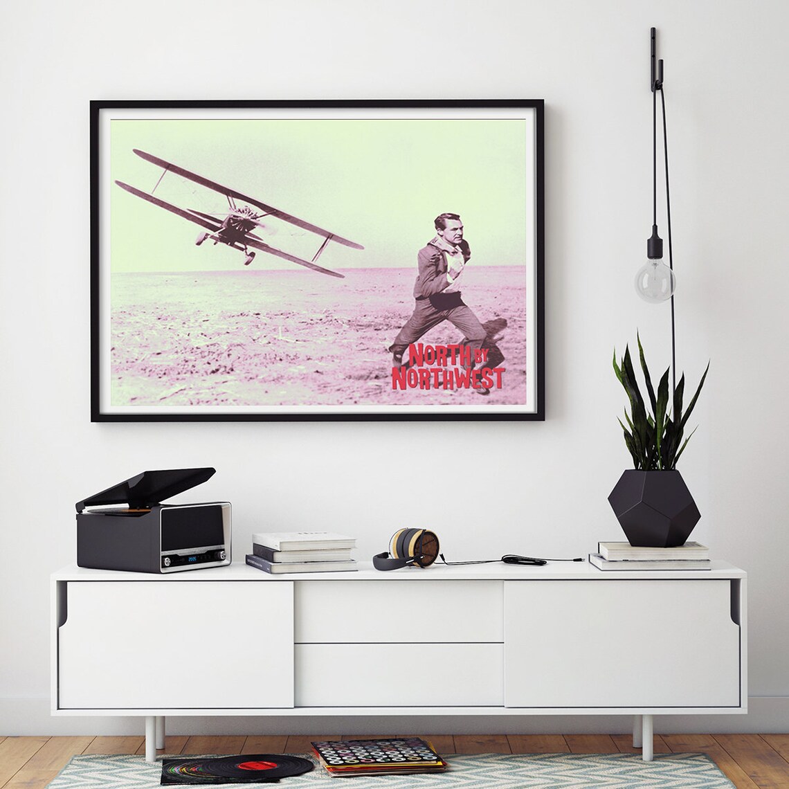 North By Northwest Hitchcock Movie Poster, Minimal Style - Image 3