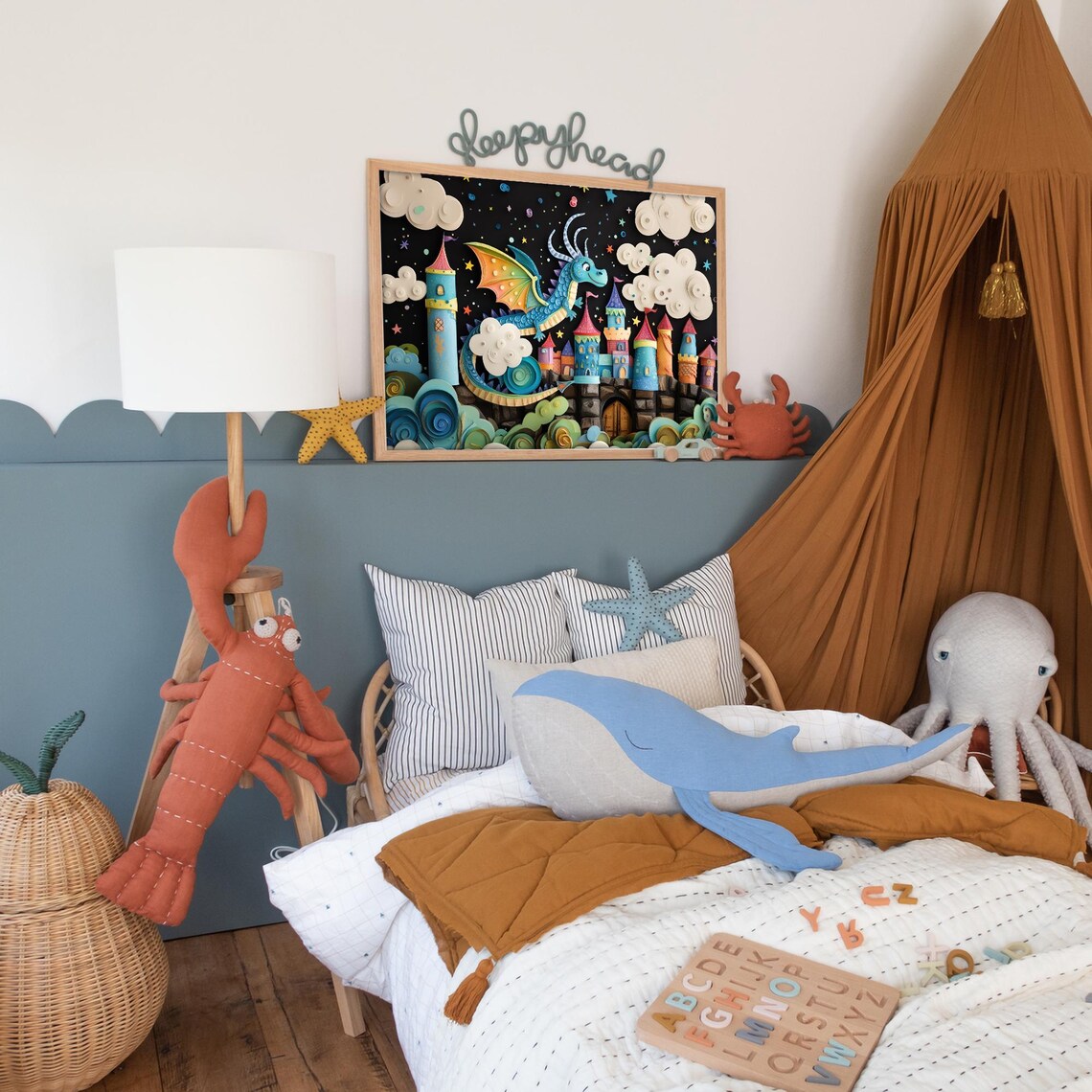 Baby Dragon Nursery Art, Kids Room Wall Art - Image 3