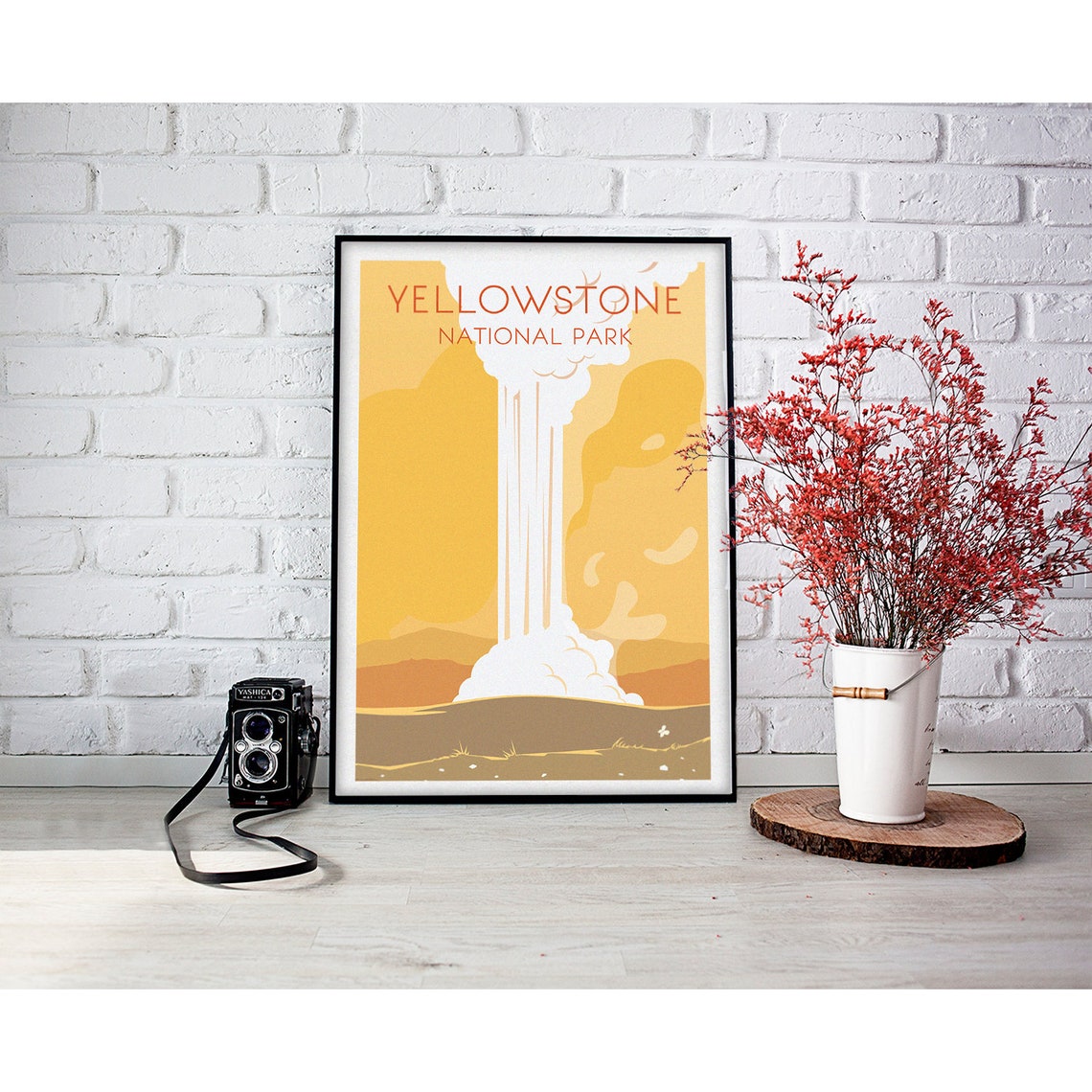 Yellowstone National Park Geyser Minimalist Vintage Travel Art Poster - Image 2