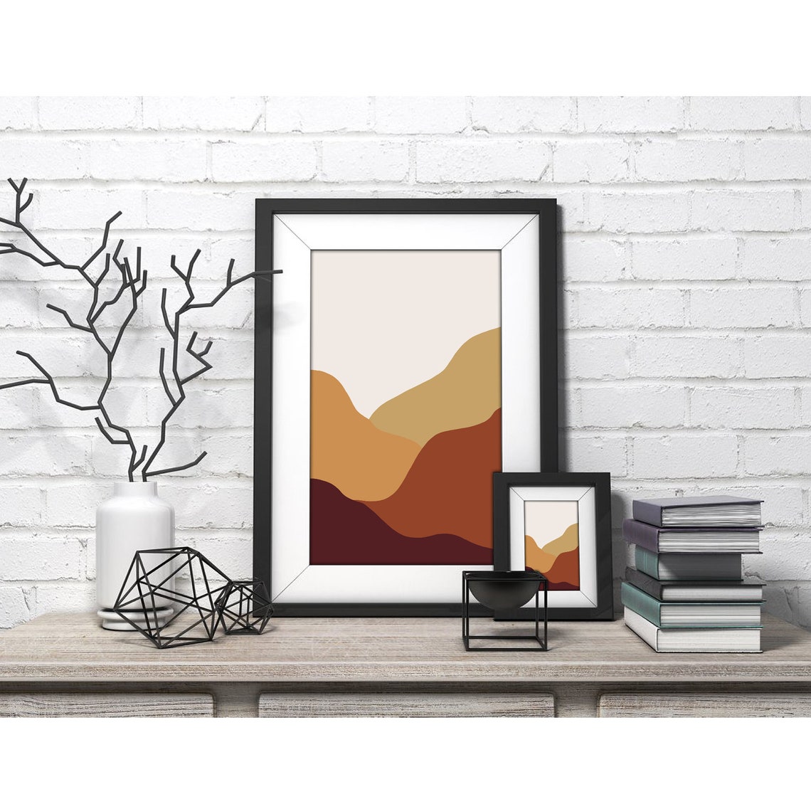 Amber Terracotta Layered Rolling Waves Modern Desert Dunes Poster - Image 3