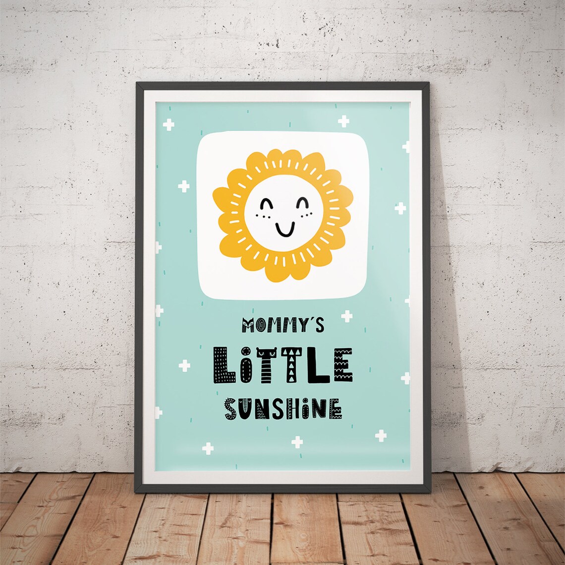 Mommy's Little Sunshine Smiling Sun Poster Mint Nursery Baby Room Decor