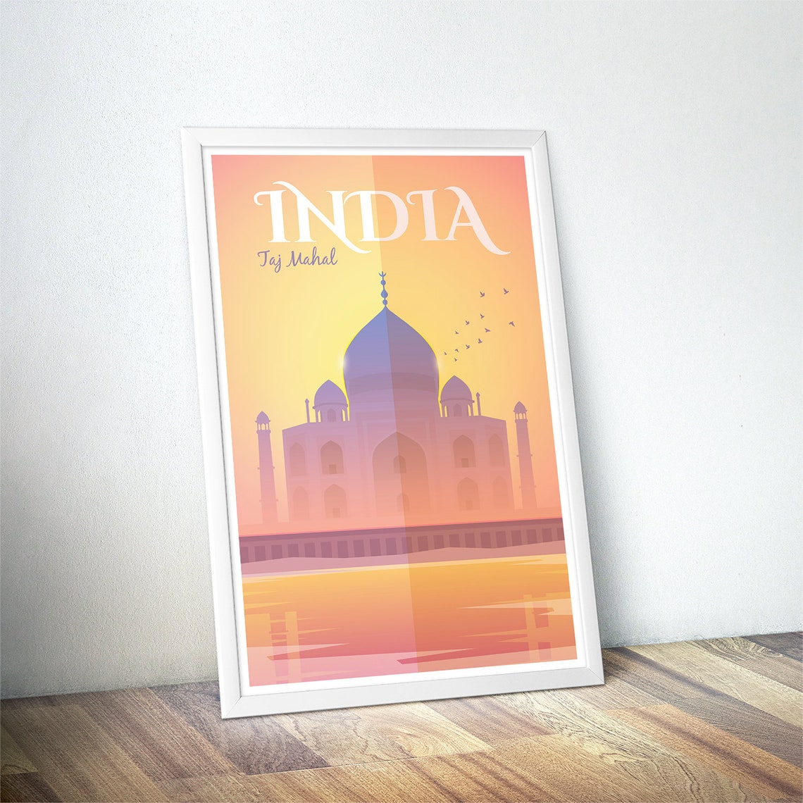 India Taj Mahal Golden Sunset Minimalist Gradient Travel Wall Art - Image 4