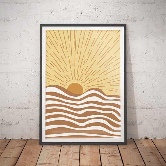 Abstract Landscape Art No 25 Mid Century Poster Above Bed Art Boho Sun Poster Retro Sun Art Moon Poster