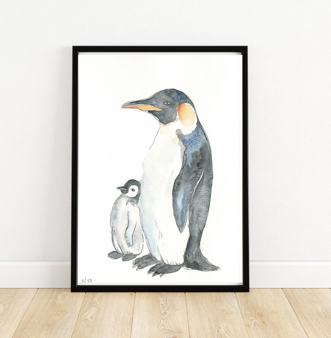 Penguins Picture Poster A4 21 X 30 Cm With Watercolor Print Decoration Gift Colorful Animals Sea Antarctica Ocean Childrens Room Maritime Animal Picture