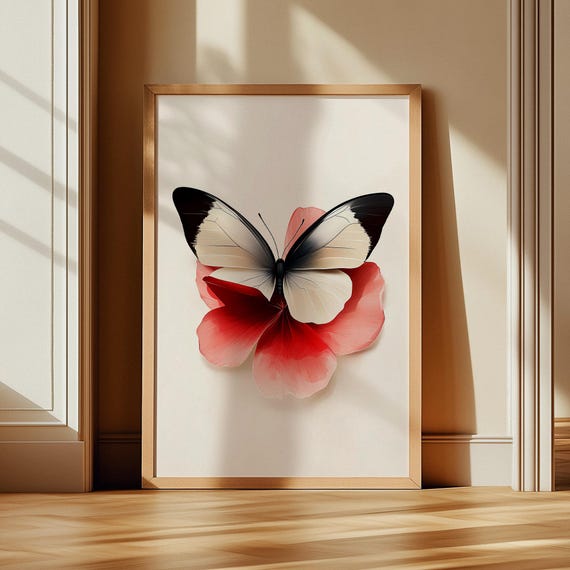 Butterfly Oil Painting Wall Art Beautiful Floral Decor Print Colourful Elegant Lepidopterist Poster Eclectic Modern Boho Retro Wall Art 19