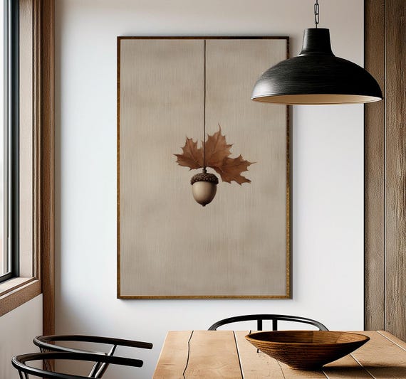 Acorn Art Print Autumn Moody Minimalistic Wall Art Rustic Cottage Decor Christmas Dining Room Decoration Elegant Thanksgiving Poster 31