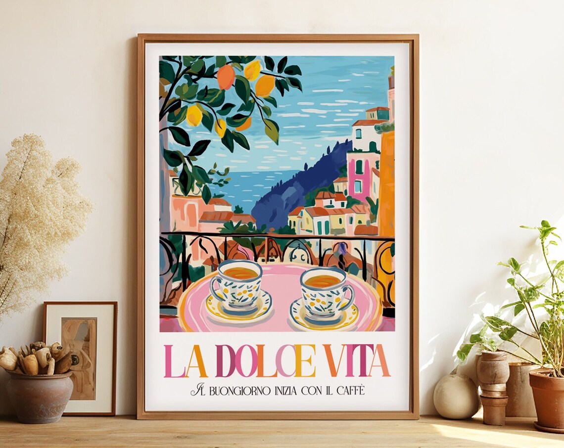 La Dolce Vita Coffee Love Retro Italian Art Print