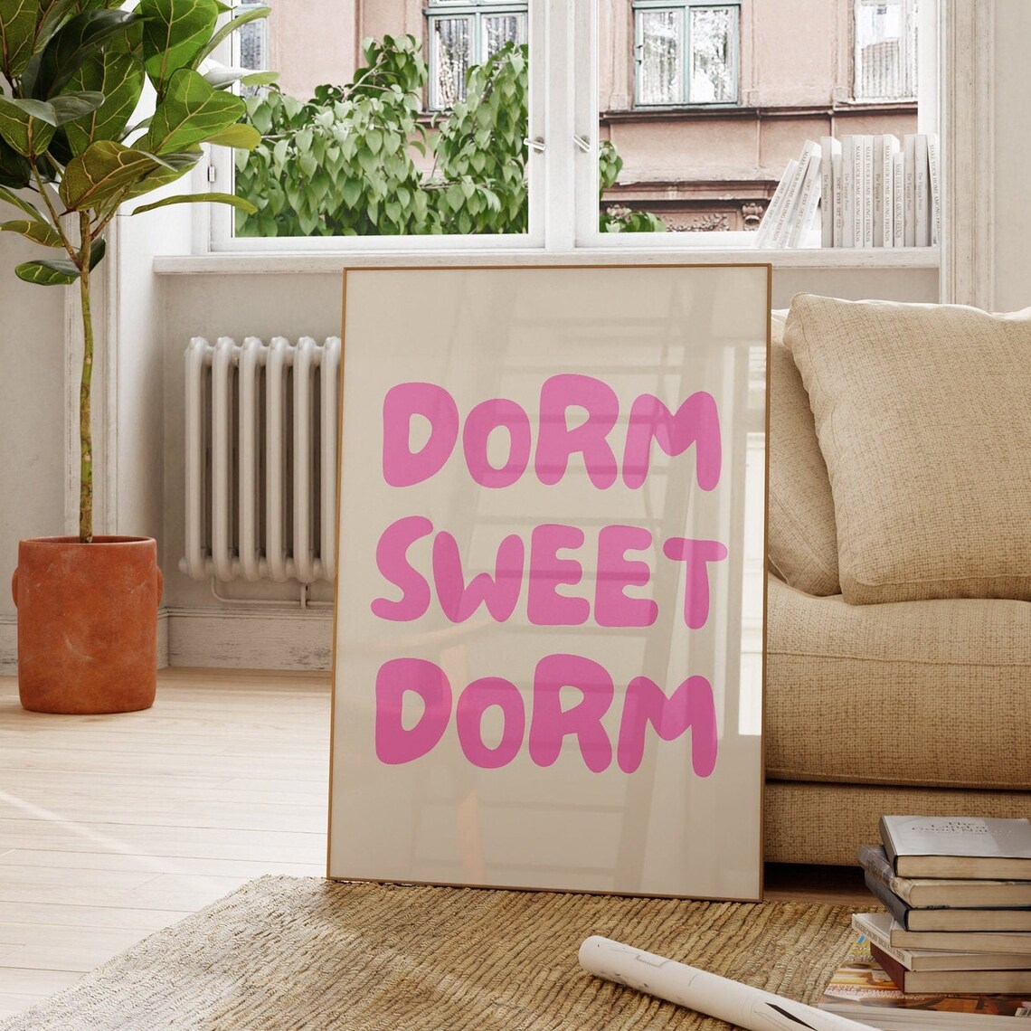 Dorm Sweet Dorm Pink Poster, Preppy Dorm Decor - Image 2