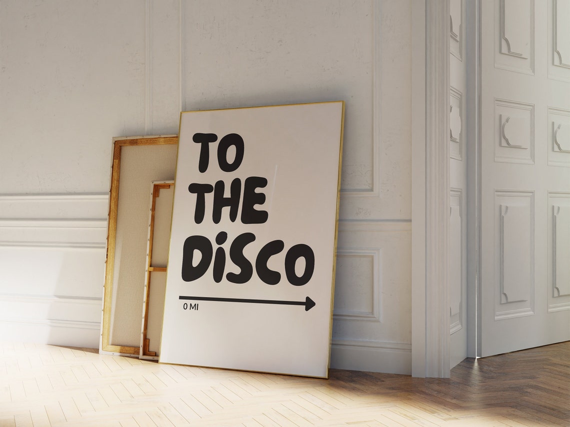 To The Disco Bubble Letter Arrow Sign Retro Party Decor Poster - Image 3