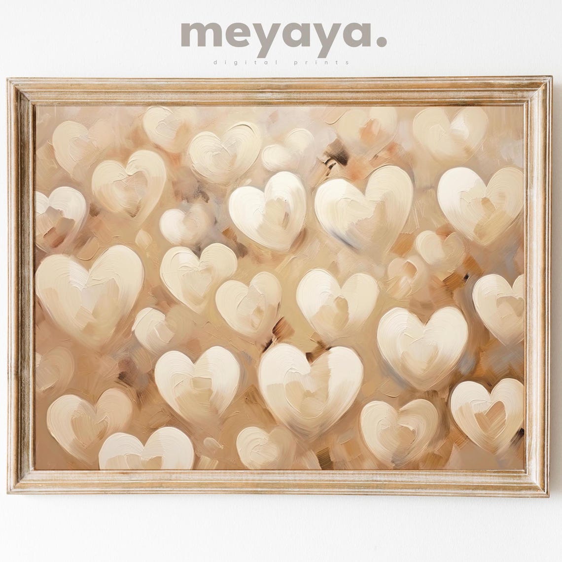 Ivory Cream Hearts Blush Beige Textured Soft Valentine Poster