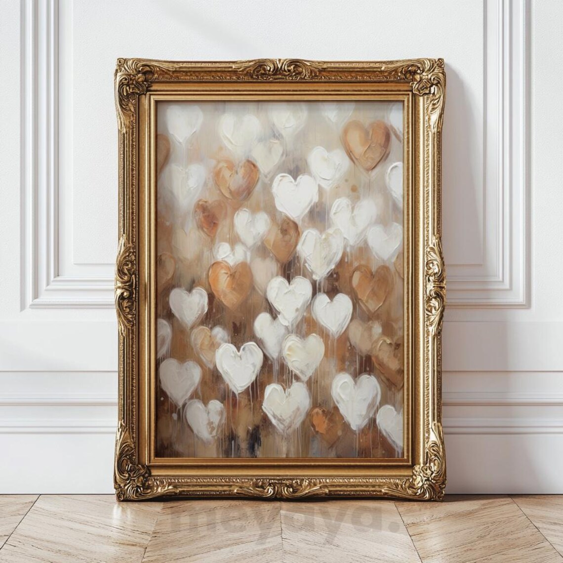 Muted Vintage Neutral Heart Art Print, Cottagecore - Image 4