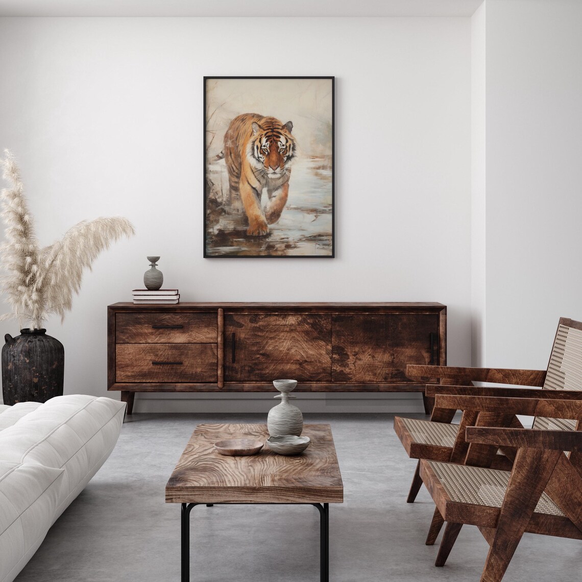 Vintage Tiger Print, Moody Farmhouse Wildlife Poster - Image 5