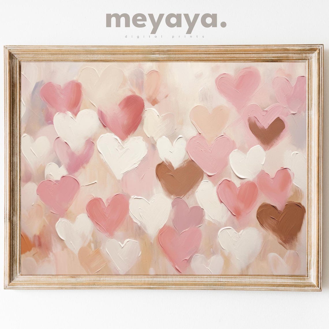 Vintage Valentines Wall Art Pink Heart Painting Love Heart Print Moody Valentine Decor Girly Preppy Heart Art Print Instant Download