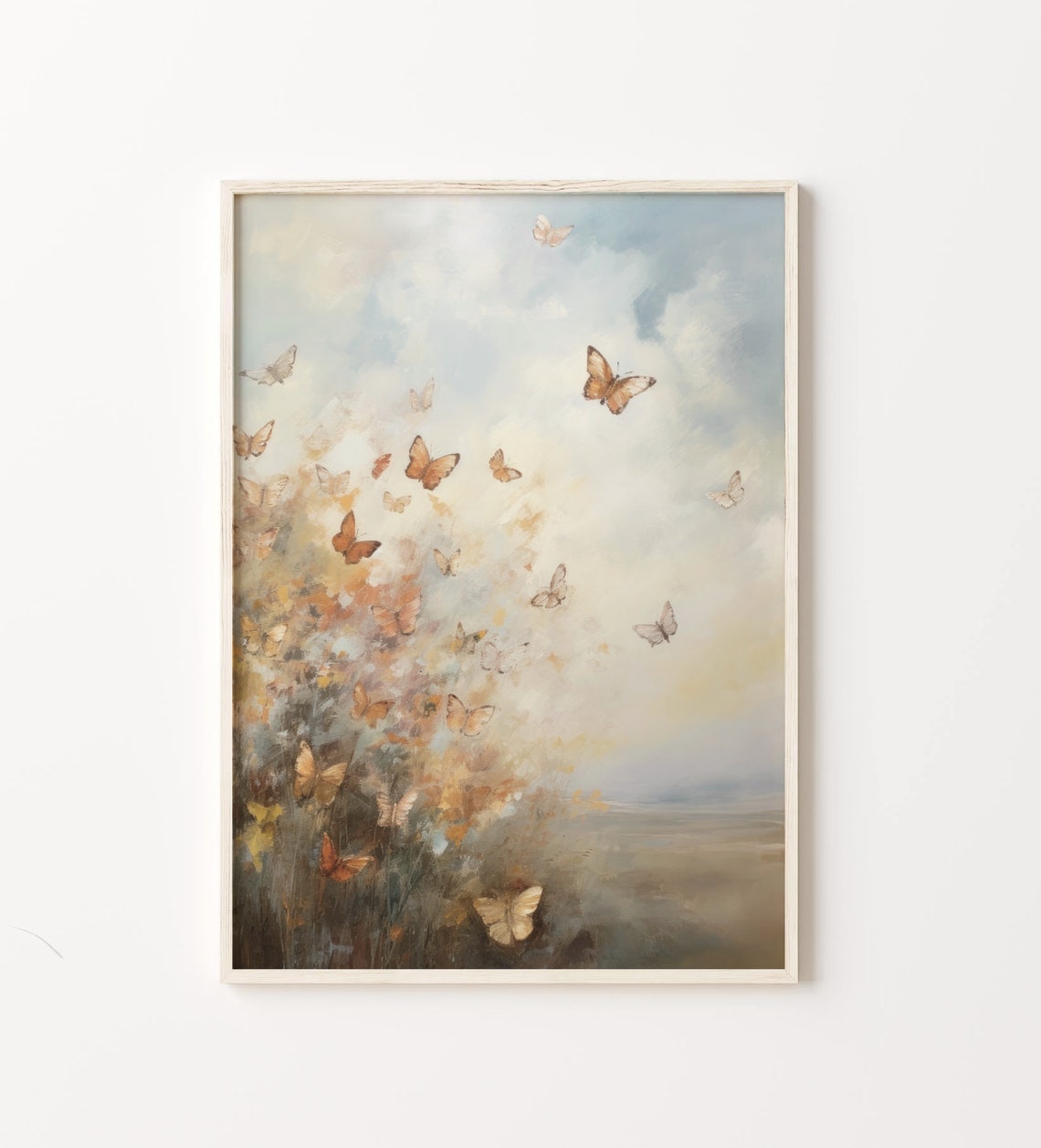 Butterflies Rising Into Soft Sky Vintage Dreamy Nature Poster - Image 4