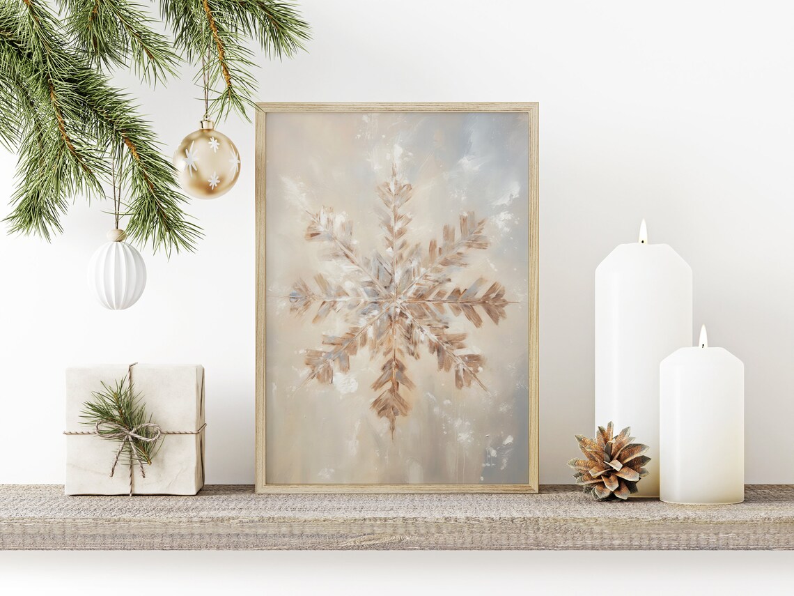 Snowflake Vintage Oil Painting Christmas Poster - Image 3