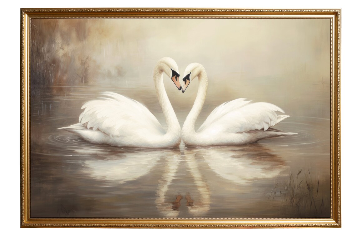 Lovely Swan Painting, Vintage Farmhouse Wall Art - Image 5