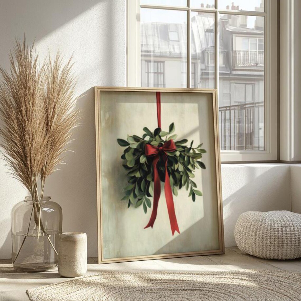 Vintage Christmas Mistletoe Art Print, Boho Decor - Image 6