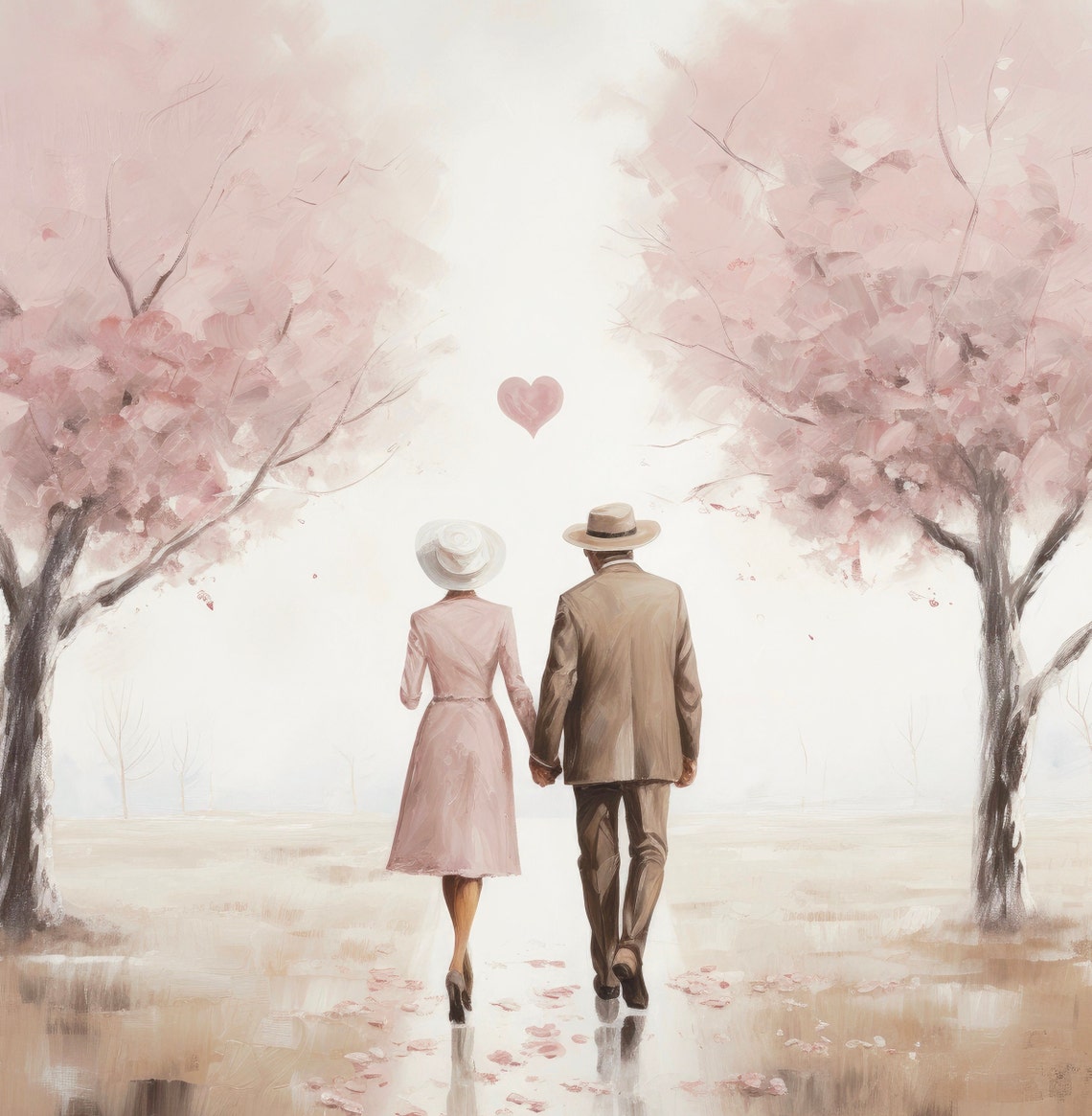 Couple Blooming Tree Path Single Pink Heart Romantic Valentine Poster - Image 6