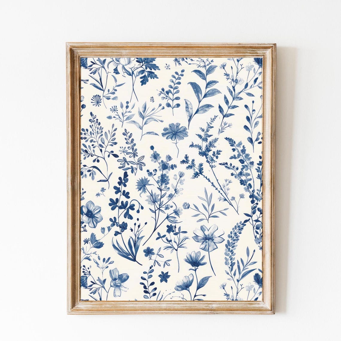 Blue And White Chinoiserie Botanical Floral Pattern Decor Poster