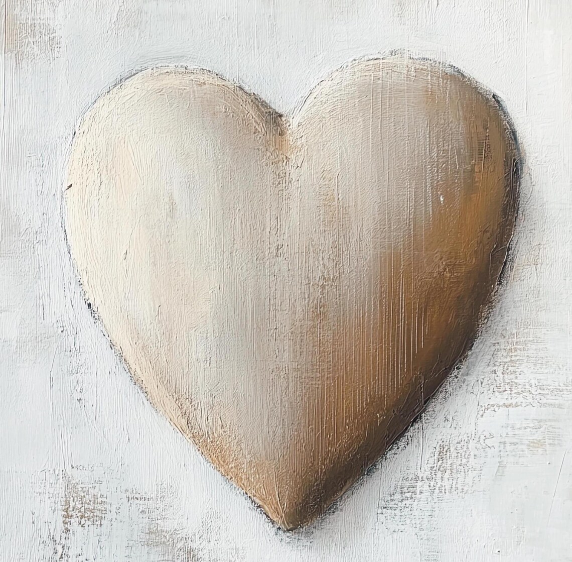 Neutral Valentines Beige Heart Print, Vintage Romance - Image 6