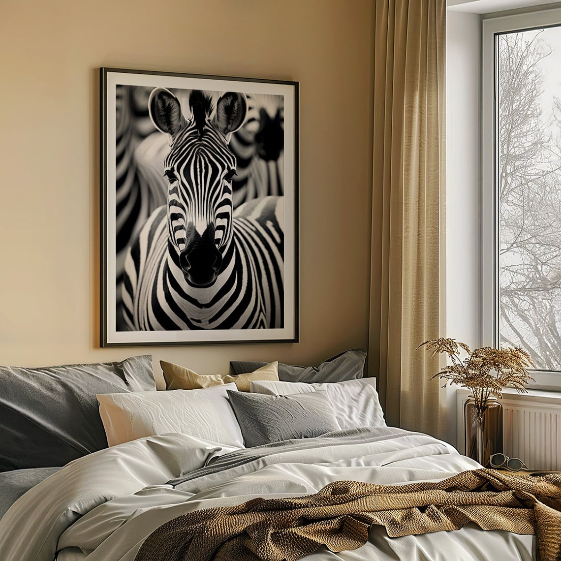 Black and White Zebra Face Close Up African Wildlife Safari Poster - Image 4