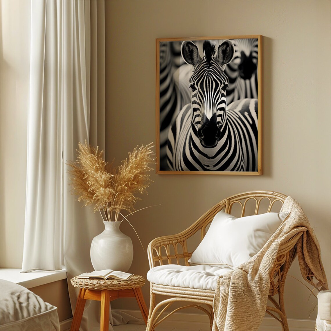 Black and White Zebra Face Close Up African Wildlife Safari Poster - Image 6