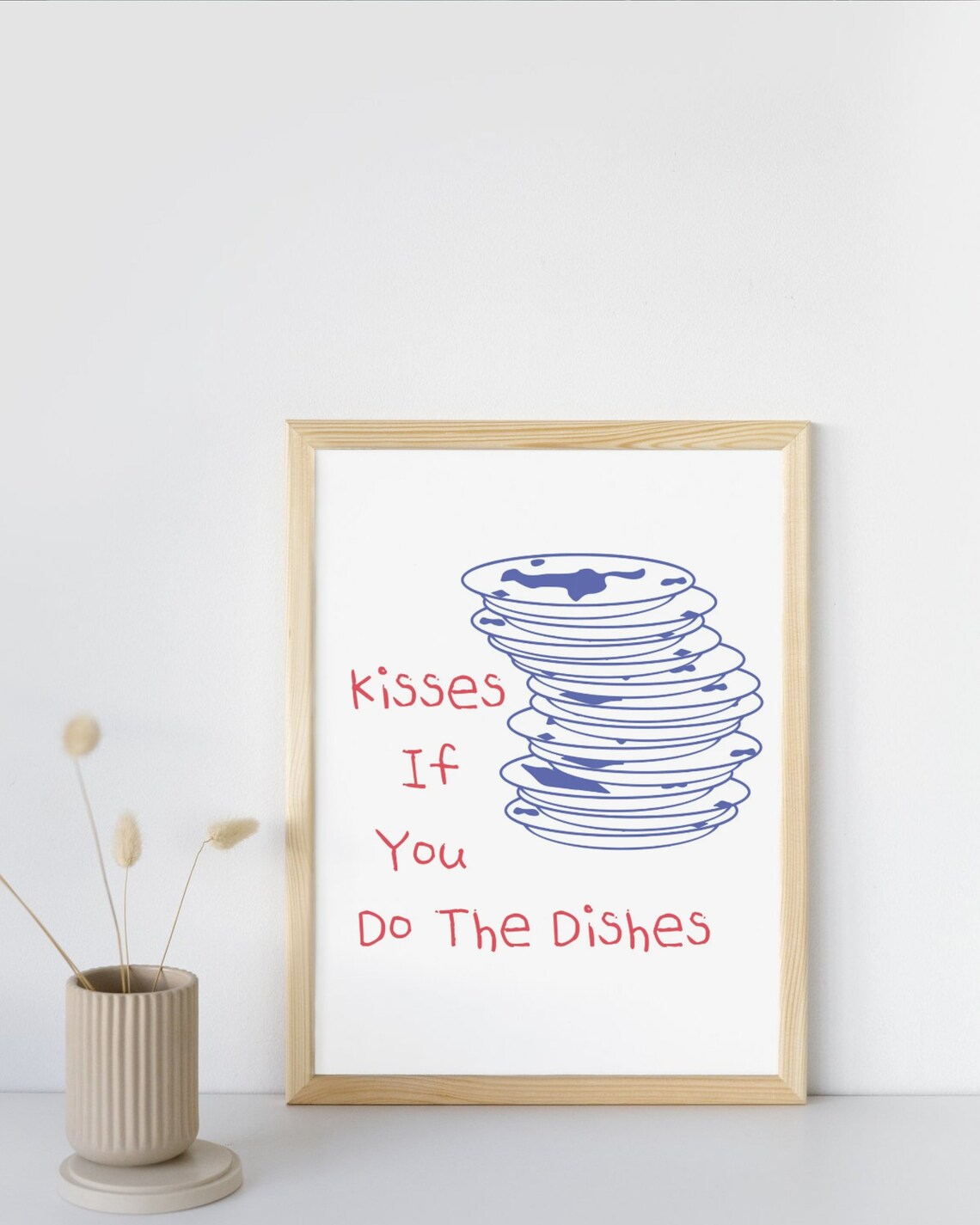 Kisses If You Do The Dishes Kitchen Poster Print - Image 3