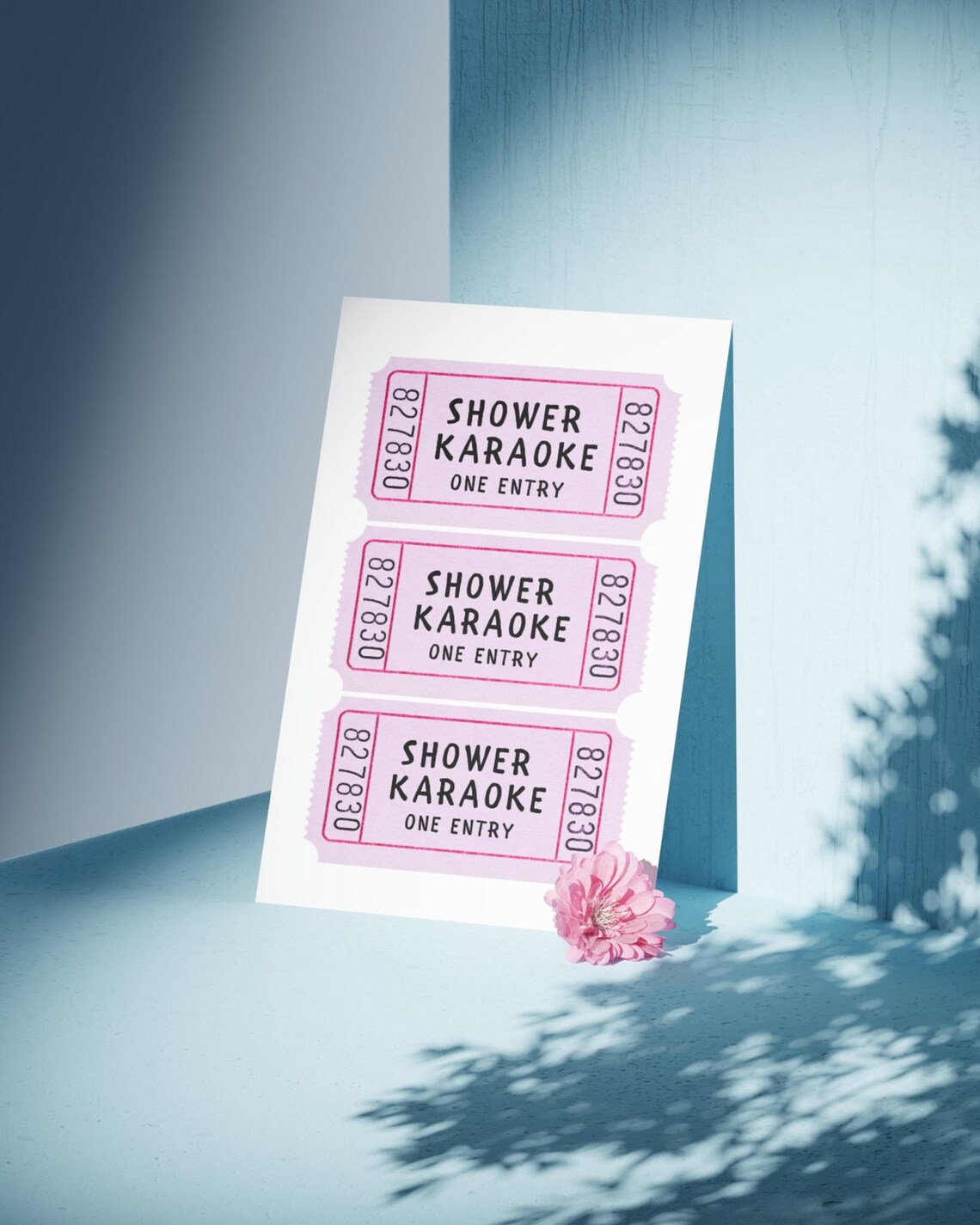 Shower Karaoke Ticket Pink Retro Bathroom Art Print - Image 2