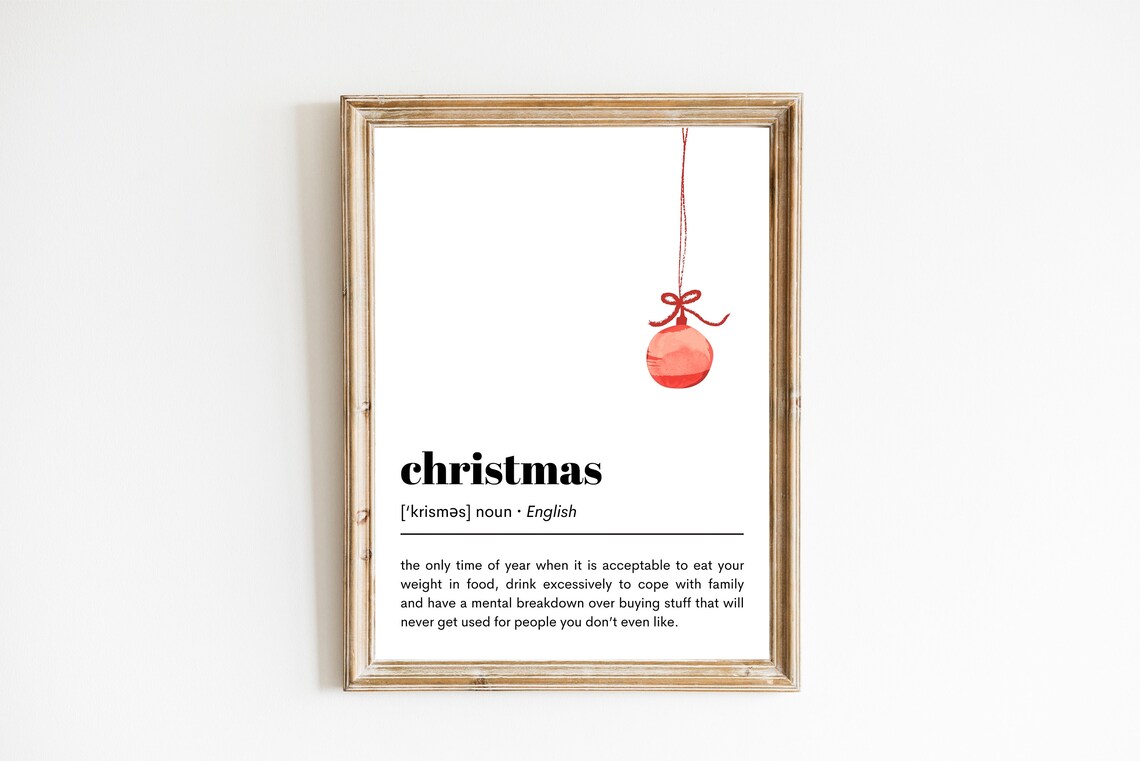 Christmas Definition Print, Modern Holiday Wall Art